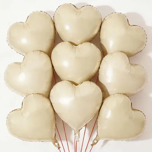 10 globos de corazón beige – 18 pulgadas retro albaricoque en forma de corazón globos para baby shower, boda, decoración del día de San Valentín 18
