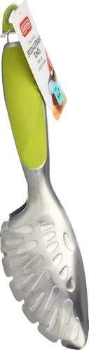 Miniatura 6 de Dexas Cuchara y colar pinzas ranuradas de acero inoxidable, asas verdes