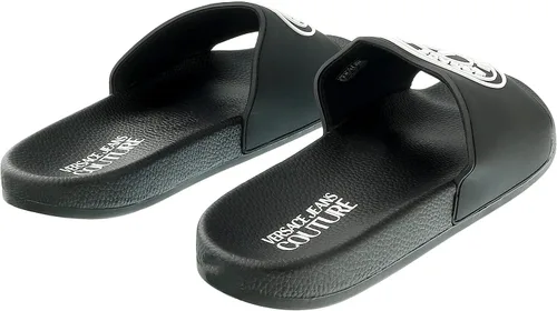 Miniatura 2 de Versace Jeans Couture Tobogán de piscina con logotipo de medallón negro para hombre