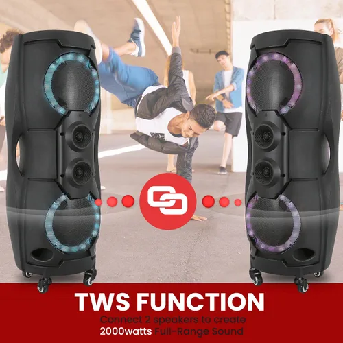 Miniatura 5 de Pyle Sistema de altavoces PA Bluetooth portátil - Sistema PA de altavoz Bluetooth de 1000 W para interiores y exteriores, con TWS, grabadora