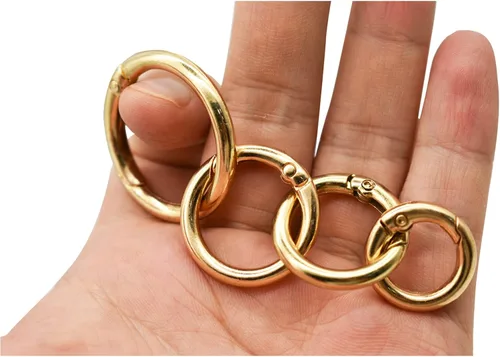 Miniatura 6 de Maydahui 40 piezas de anillo de resorte de aleación de zinc con clip de resorte de 4 tamaños (0.8, 0.98, 1.1, 1.3 pulgadas), mosquetón redondo Dorado