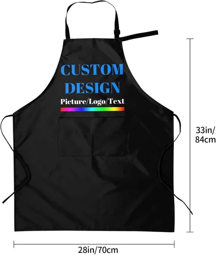 Miniatura 2 de Personalized Custom Apron For Women Men Kitchen Cooking Aprons Customized with Pockets Name Text Logo Picture Estilo 1