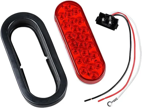 Miniatura 5 de Astra Depot, 1 par de faros traseros de LED ovalados rojos, 6 pulgadas, 10 diodos, con ojal y conector para camión o remolque, selladas, 4piezas