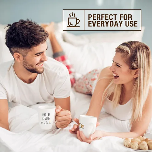 Miniatura 13 de AW BRIDAL Juego de 2 tazas de café únicas de cerámica para parejas recién comprometidas, 12 onzas, regalo de despedida de soltera para novia