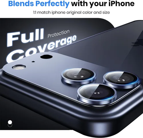 Miniatura 3 de Hoerrye Protector de lente de cámara para iPhone 17 Pro – [12 pies a prueba de roturas grado militar] [Fuerte adsorción] Cubierta protectora Azul