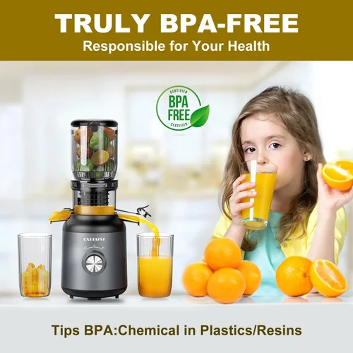 Miniatura 2 de Máquinas exprimidoras, exprimidor de prensa en frío con canal de alimentación grande de 4.2 pulgadas, máquina extractor de jugo lento de fruta