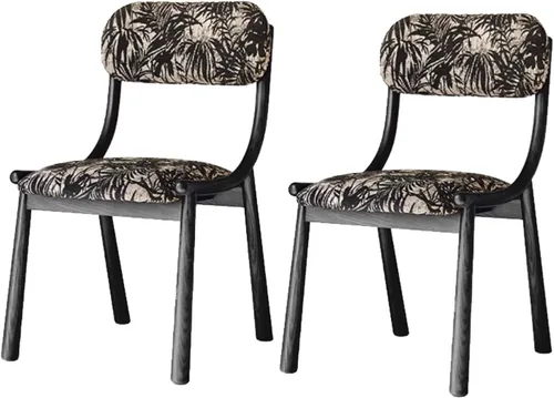 Miniatura 10 de Rustic Fabric Dining Room Chairs, Kitchen Chair with Backrest, Dining Chairs Lobby Chair Set for French Country Farmhouse Kitchen Home Brown+black