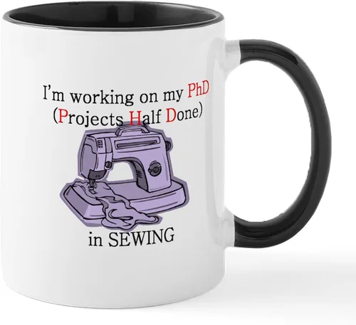 Miniatura 10 de CafePress Knitting Phd (Projects Half D Mug 11 oz (11.0 fl oz) Taza de café de cerámica