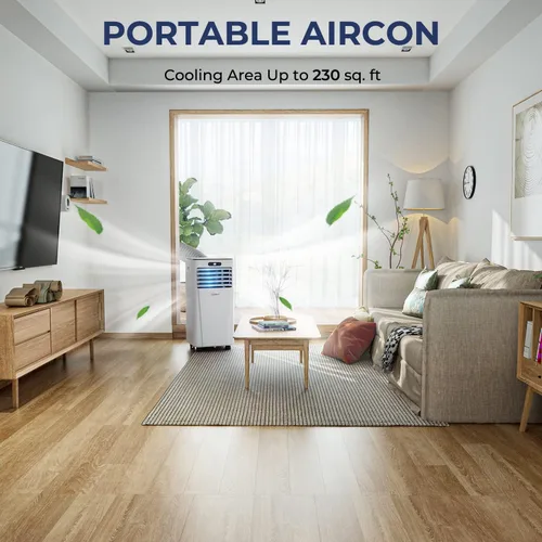 Miniatura 4 de COSTWAY - Aire acondicionado portátil, enfriador de aire de 8000 BTU con secado, ventilador, modo de suspensión, 2 velocidades, función de Blanco