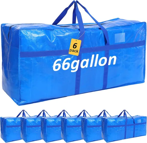 Miniatura 19 de 4 Piezas Bolsas de Mudanza Grandes con Cremallera y Asas Bolsas de Lona Tipo Duffle Plegables de Almacenamiento Extra Resistentes Extra Grandes