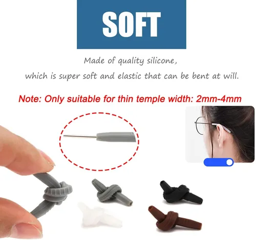 Miniatura 2 de OPUGIT Cojines para los oídos para lentes con punta final, ganchos antideslizantes de silicona para los oídos, tubo de manga, puntas de sien, 8