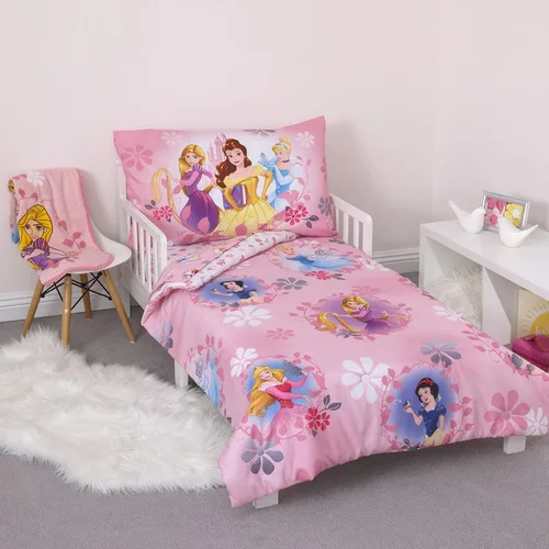 Miniatura 21 de Disney Encanto Tropical Delight - Juego de ropa de cama infantil de 4 piezas con flores y mariposas rosas y aguamarina, edredón, sábana bajera