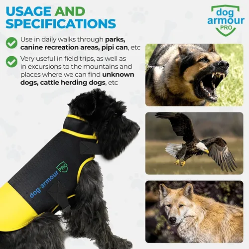Miniatura 4 de Chaleco de protección para perros contra ataques, chaleco antimordeduras y antipenetración para coyotes, perros agresivos y aves de presa, Amarillo