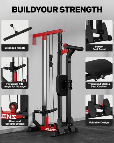 Miniatura 5 de JELENS RC01 - Máquina plegable LAT desplegable con asiento ajustable, estación de cable de montaje en pared con 16 posiciones ajustables, máquina