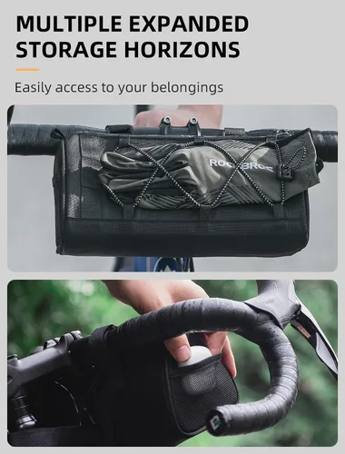 Miniatura 5 de Bolsa de manillar ROCKBROS para bicicletas con capacidad grande de 1.5L, bolsa frontal de manillar para bicicletas, accesorios reflectantes