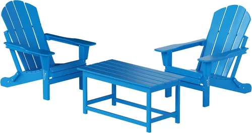 Miniatura 39 de WO Home Furniture - Juego de 3 sillas plegables para exteriores, mesa auxiliar, resistente a la intemperie y a los rayos UV, para césped, jardín