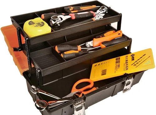 Miniatura 4 de Caja de almacenamiento de plástico de tres capas de 17 pulgadas, caja de herramientas, organizador de caja de costura, organizador multiusos