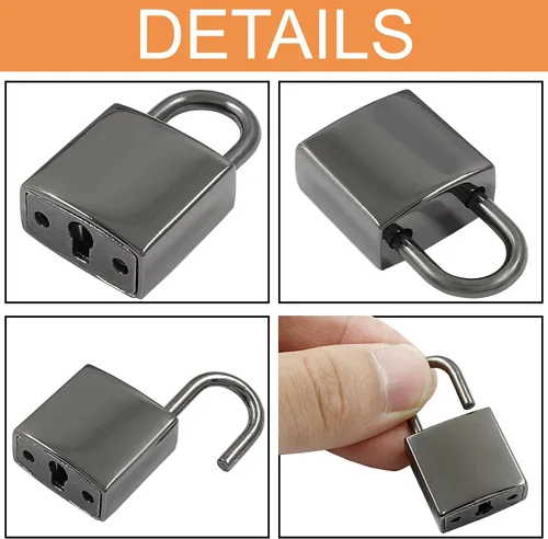 Miniatura 3 de Piutouyar Mini cerradura con llave, cerradura de equipaje pequeña, candado pequeño con llaves, cerradura de diario de metal, cerradura de bronce