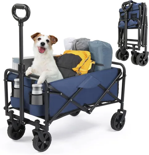 Miniatura 9 de Carro plegable, playa con ruedas grandes para arena, carrito de comestibles, ruedas todo terreno, comestibles de jardín para compras, picnic