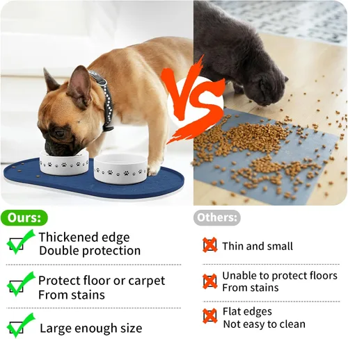Miniatura 3 de KPWACD Alfombrilla de alimentación para mascotas para perros y gatos, alfombrilla de silicona antideslizante impermeable para perros, bandeja
