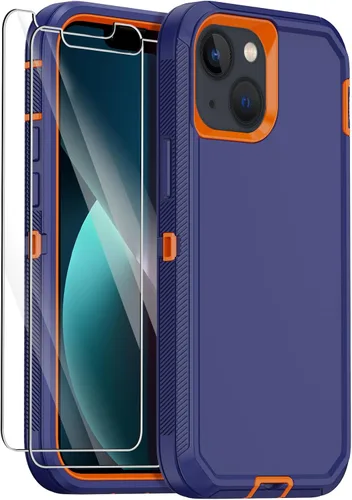 Miniatura 11 de Funda para iPhone 13 con 2 protectores de pantalla, protección contra caídas a prueba de golpes, cuerpo completo, resistente, 3 capas, militar