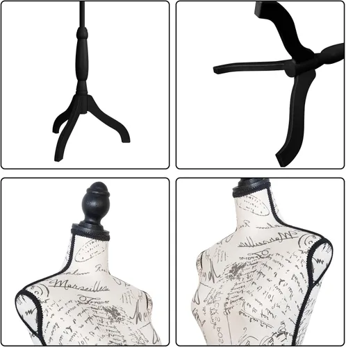 Miniatura 2 de Maniquí femenino con forma de torso para vestido, cuerpo de maniquí para costura con soporte de trípode de plástico ajustable de 58" a 67" de altura