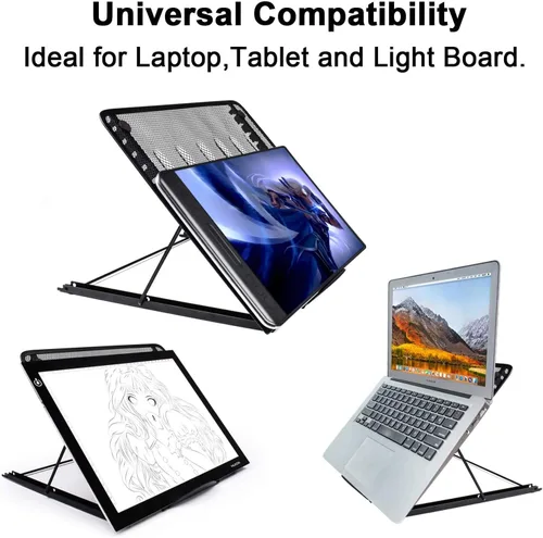 Miniatura 2 de Fayet Soporte de almohadilla de luz ajustable de versión grande, 12 puntos angulares para artistas XP-Pen, compatible con cuadernos de 10 a 17