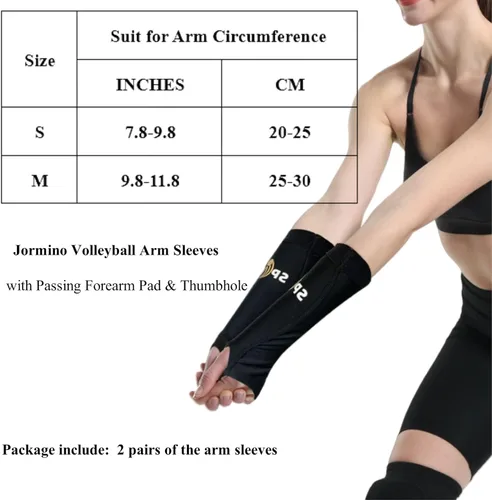 Miniatura 2 de Mangas de brazo de voleibol con almohadilla de antebrazo y orificio para el pulgar, funda para antebrazo para proteger el golpe de pelota, picadura