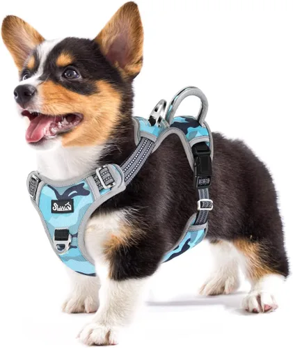 Miniatura 13 de SlowTon Arnés para perro sin tirones, arnés resistente sin estrangulamiento para mascotas, con 2 clips para la correa y mango vertical de fácil