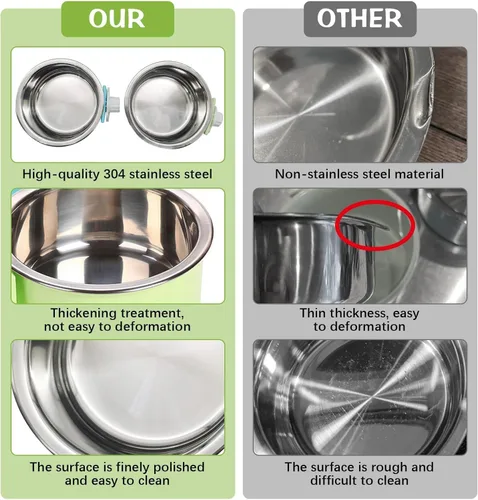 Miniatura 3 de kathson Jaula para perro, extraíble de acero inoxidable para colgar, jaula para mascotas, alimentador de alimentos y agua, taza para cachorros