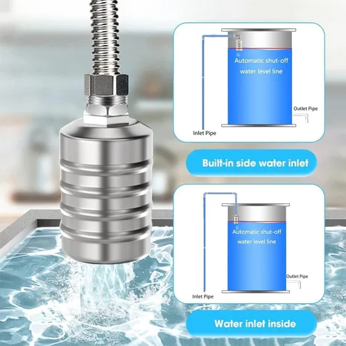 Miniatura 2 de Válvula Flotadora de Control Automático de Nivel de Agua 1/2" 3/4" - Acero Inoxidable 304, Sin Bomba Necesaria para Tanques de Agua, Estanques de 1