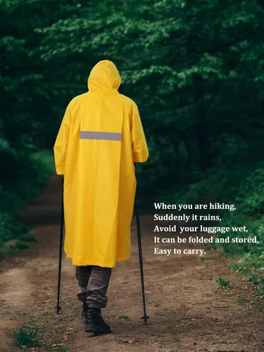 Miniatura 15 de Anyoo Poncho de lluvia con capucha, impermeable, ligero, para hombres, mujeres y adultos, con bolsillo para senderismo, camping, actividades al aire