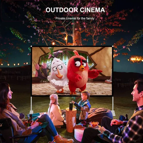 Miniatura 6 de Pantalla de proyector con soporte de 120 pulgadas 16:9 HD 4K para interiores y exteriores, pantalla de proyección para cine en casa, pantalla