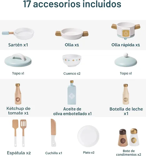 Miniatura 3 de ROBOTIME Cocina de madera para niños, juego de cocina de juguete para niños, juego de cocina con muchas características de juego, juego de cocina