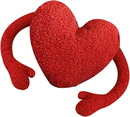 Miniatura 5 de Almohada de corazón rojo, cojín de brazos de dibujos animados con brazos largos para decoración de dormitorio, regalo de San Valentín