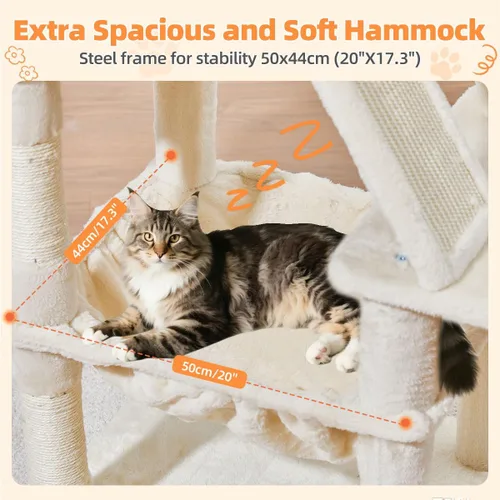 Miniatura 4 de Taoqimiao Árbol para gatos de 57.5 pulgadas, torre para gatos de interior para adultos, condominio extragrande para gatos, 8 postes rascadores