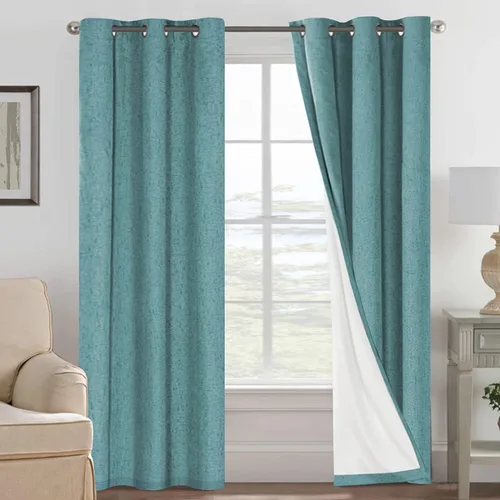 Miniatura 173 de H.VERSAILTEX Cortinas opacas de lino de 72 pulgadas de largo, 100% absolutamente opacas, con aislamiento térmico, con textura de lino, cortinas