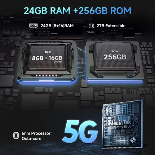 Miniatura 2 de FOSSIBOT 2026 F109 5G teléfono resistente desbloqueado, 24GB+256GB+2TB, batería 10600mAh teléfonos impermeables, teléfonos celulares Android 14