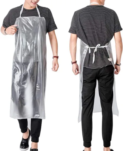 Miniatura 2 de Delantal unisex de 47 x 27.5 pulgadas resistente al agua de PVC transparente hecho de vinilo