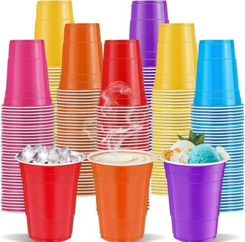 120 vasos de plástico coloridos de 12 onzas de colores surtidos tazas de 12 onzas coloridas tazas de fiesta para beber, degustaciones servidas,