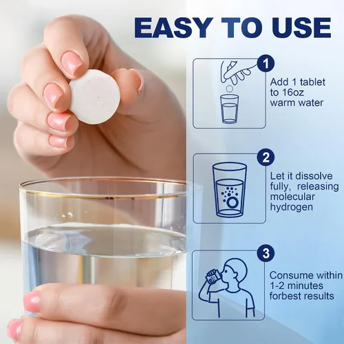 Miniatura 6 de Comprimidos de Hidrógeno Molecular (12 PPM) - 90 Unidades Suplemento H2 de Alta Potencia con Magnesio - Generador de Agua de Hidrógeno de Disolución