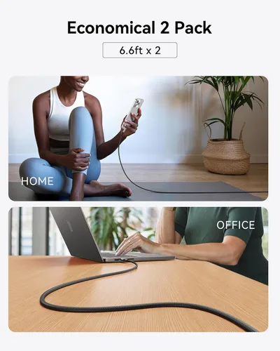 Miniatura 8 de INIU Cable USB C a USB C, cable de carga rápida tipo C de 240 W, cable de carga trenzado USBC para iPhone 17, 16 Pro Max, Samsung S26 S25, Negro