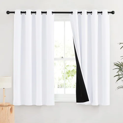Miniatura 20 de RYB HOME Cortinas 100% opacas con forro blanco, cortinas de lino natural, cortinas de servicio Haeavy Duty, tratamiento de ventana con aislamiento