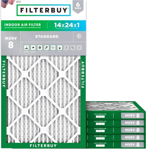 Miniatura 98 de Filterbuy Filtro de aire MERV 8 de 8 x 14 x 1 pulgadas para defensa contra el polvo y las alergias (paquete de 6), electrostático plisado HVAC