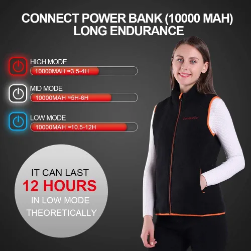 Miniatura 3 de CONQUECO Chaleco calefactable, chaleco térmico ligero para mujer con batería
