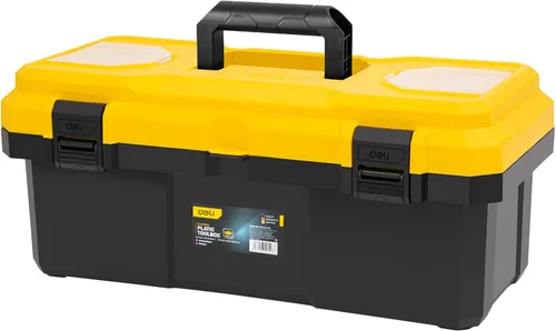 Miniatura 8 de DELI Caja de herramientas de 14 pulgadas con bandeja extraíble, organizador de piezas pequeñas en la tapa, caja de herramientas pequeña de plástico