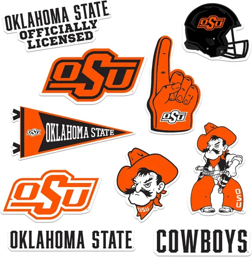 Universidad Estatal de Oklahoma - Paquete variado de 9 calcomanías de vinilo grandes de lujo - Laptop, botella de agua, scrapbooking, tableta,