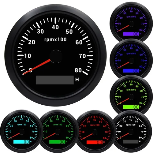 Miniatura 9 de Tacómetro de 85 mm RPM Medidor de tacómetro de 6000 RPM Tacómetros de reemplazo automotriz 0-6000 RPM Tacometro Medidor LED para automóvil Auto Negro