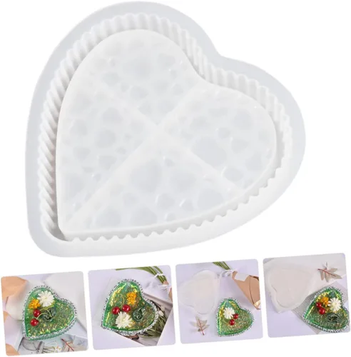 Miniatura 9 de COLLBATH Moldes de silicona para placa de corazón, posavasos Moldes de silicona, cuenco de corazón, recipientes de almacenamiento de silicona, molde