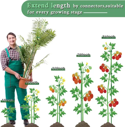 Miniatura 3 de Estacas para Plantas de 17 Pulgadas y 11 Pulgadas SupKing Soporte para Plantas de Longitud Ajustable 16 Piezas Palo de Orquídea con Clips para Verde